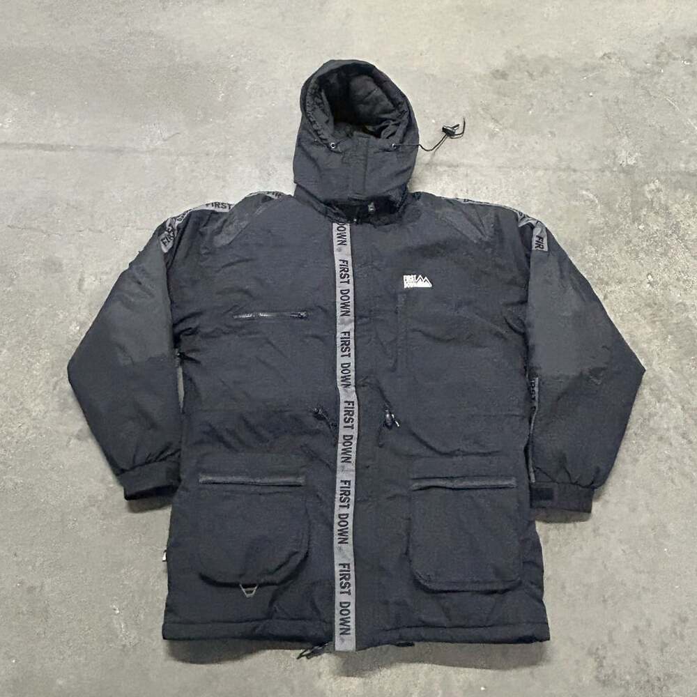 Vintage 90s First Down Sixty-Four Black Feather  Down Parka Jacket Large
